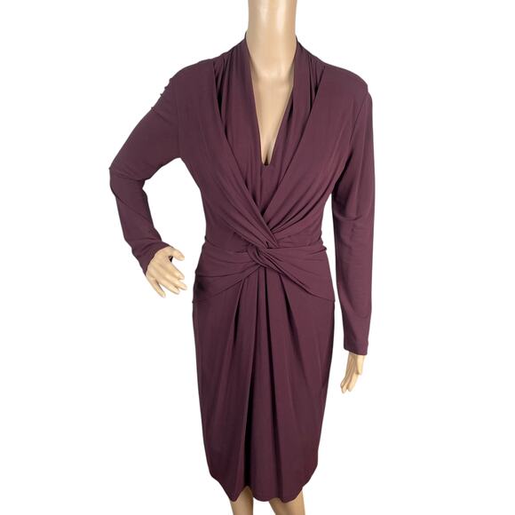 M.M. Lafleur Blair Blackberry Purple Crepe Twisted Ruched Sheath Dress SZ 2 - Picture 3 of 10